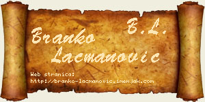Branko Lacmanović vizit kartica